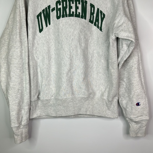 Champion Rever Weave UW Green Bay Crewneck Gray Sweatshirt Small - Picture 3 of 10